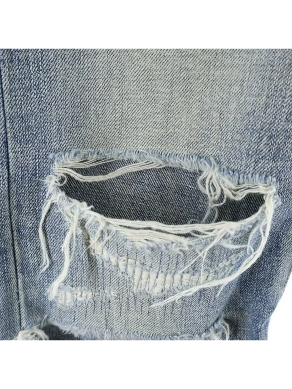Saint Laurent Paris Destroyed Skinny Denim Pants Indigo Blue 27 Jeans